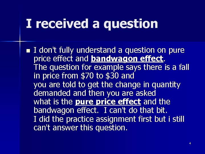 I received a question n I don't fully understand a question on pure price