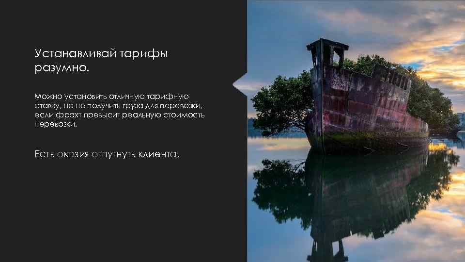 Устанавливай тарифы разумно. Можно установить отличную тарифную ставку, но не получить груза для перевозки,