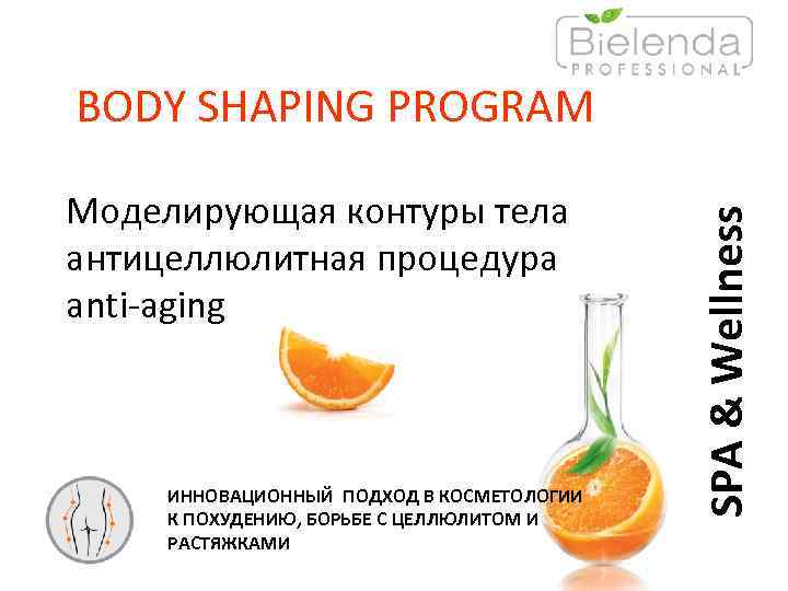 BODY SHAPING PROGRAM Моделирующая контуры тела антицеллюлитная процедура anti-aging ИННОВАЦИОННЫЙ ПОДХОД В КОСМЕТОЛОГИИ К