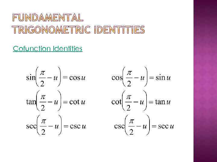 Cofunction Identities 