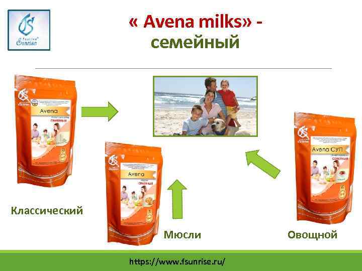  « Avena milks» семейный Классический Мюсли https: //www. fsunrise. ru/ Овощной 