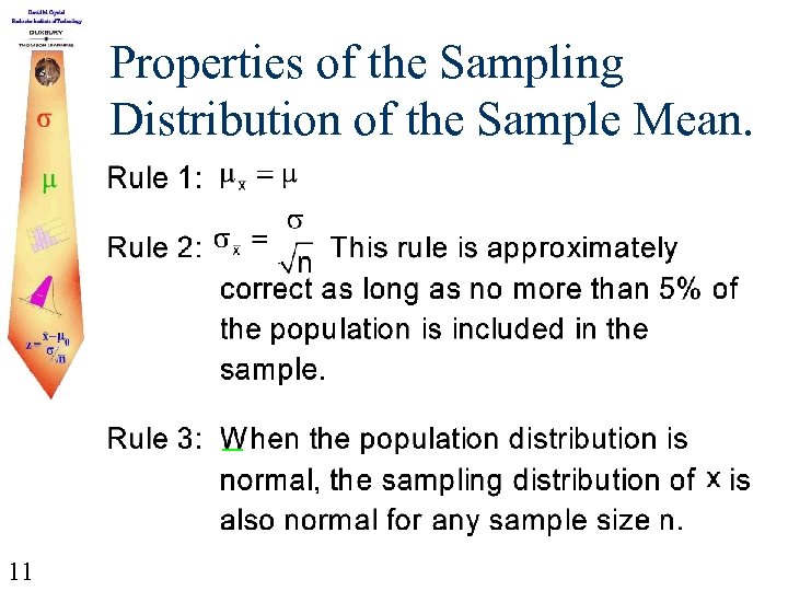 Properties of the Sampling Distribution of the Sample Mean. 11 