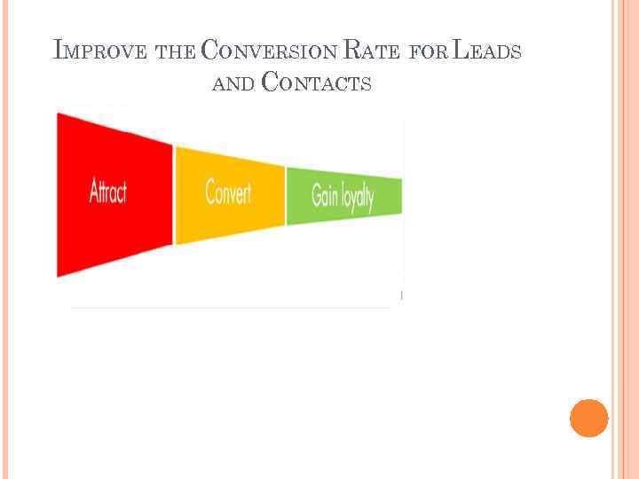IMPROVE THE CONVERSION RATE FOR LEADS AND CONTACTS 
