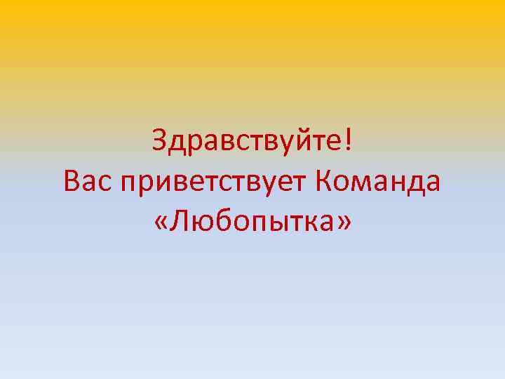 Здравствуйте! Вас приветствует Команда «Любопытка» 