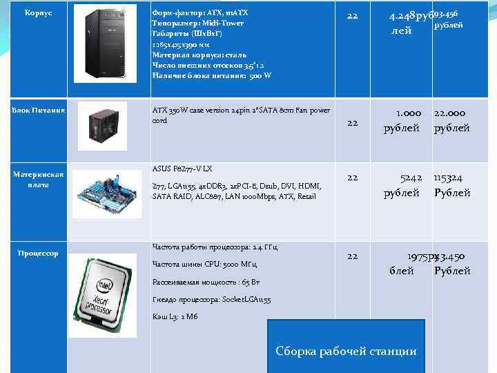  Корпус 22 ATX 350 W case version 24 pin 2*SATA 8 cm Fan