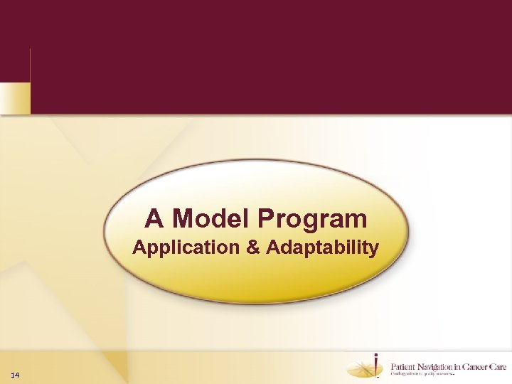 A Model Program Application & Adaptability 14 TM TM 