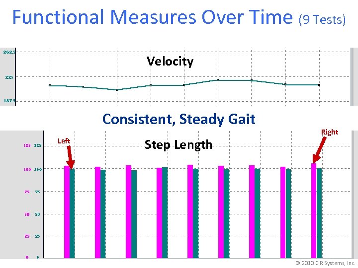 Functional Measures Over Time (9 Tests) Velocity Consistent, Steady Gait Left Step Length Right