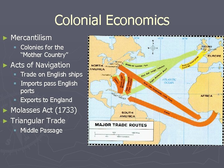 Colonial Economics ► Mercantilism § Colonies for the “Mother Country” ► Acts of Navigation