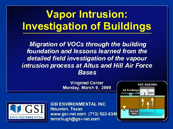 Vapor Intrusion: Investigation of Buildings Migration of VOCs through the building foundation and lessons