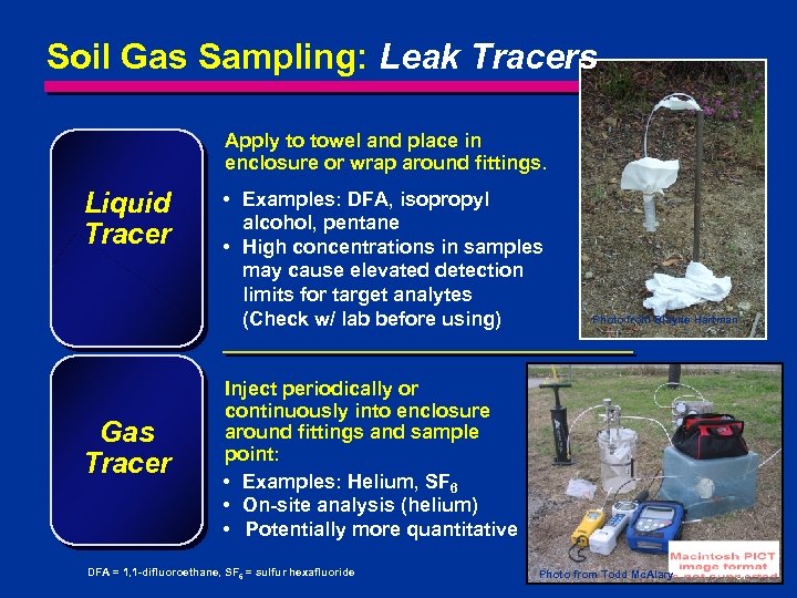 Soil Gas Sampling: Leak Tracers Apply to towel and place in enclosure or wrap