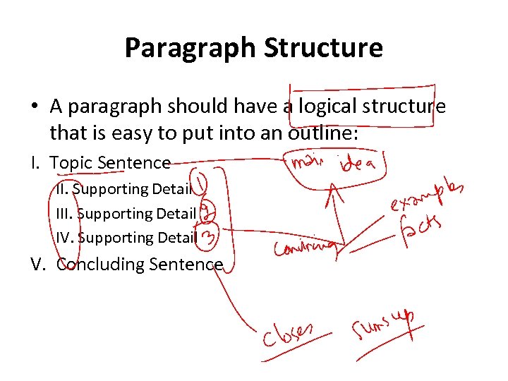 Paragraph Structure • A paragraph should have a logical structure that is easy to