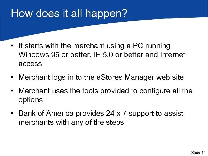 How does it all happen? • It starts with the merchant using a PC