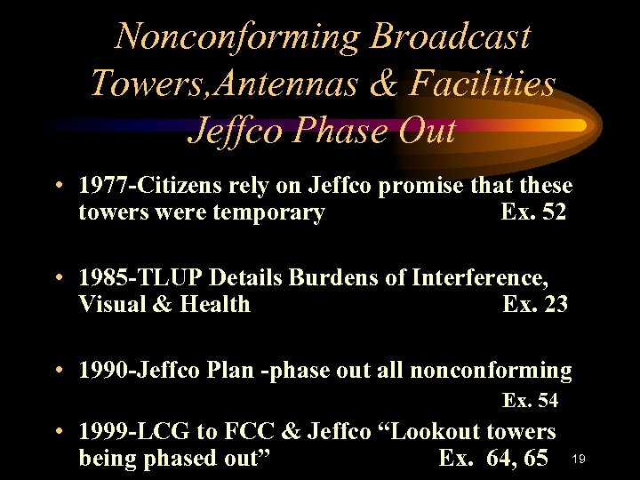 Nonconforming Broadcast Towers, Antennas & Facilities Jeffco Phase Out • 1977 -Citizens rely on