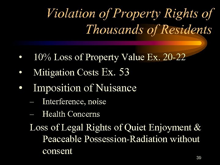 Violation of Property Rights of Thousands of Residents • 10% Loss of Property Value