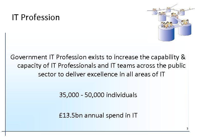 IT Profession Government IT Profession exists to increase the capability & capacity of IT