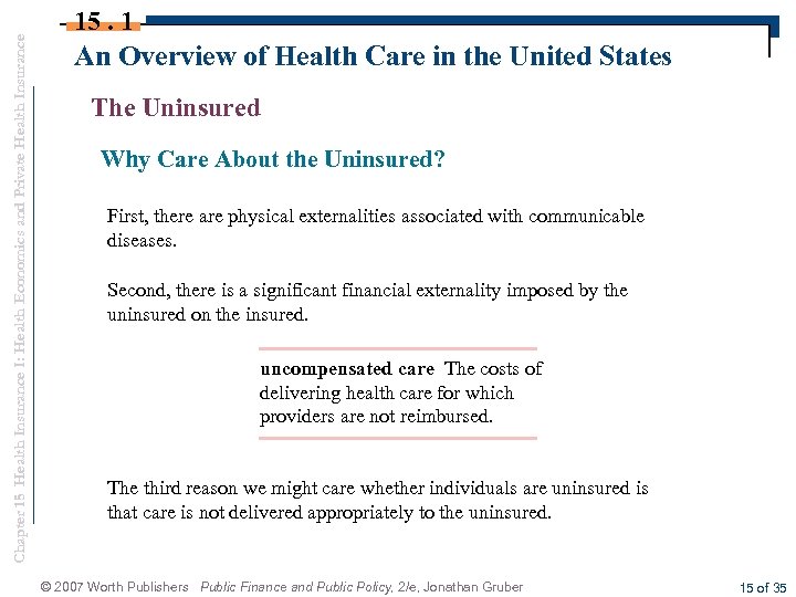 Chapter 15 Health Insurance I: Health Economics and Private Health Insurance 15. 1 An