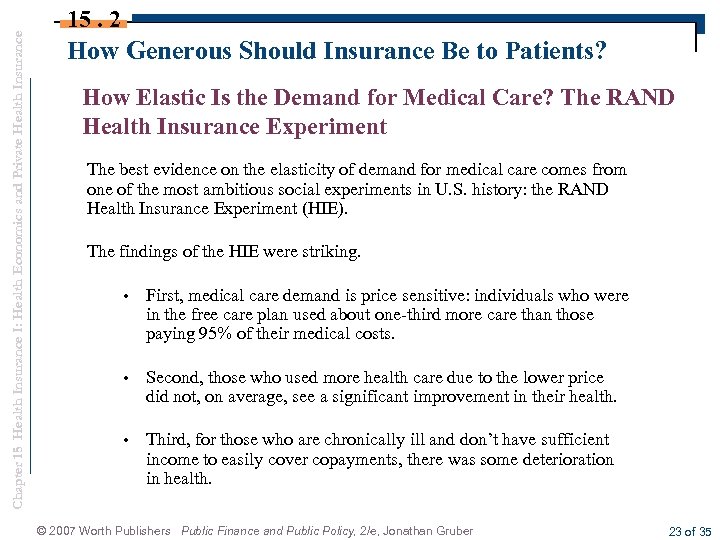 Chapter 15 Health Insurance I: Health Economics and Private Health Insurance 15. 2 How