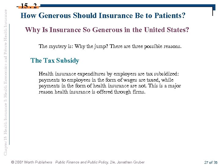 Chapter 15 Health Insurance I: Health Economics and Private Health Insurance 15. 2 How