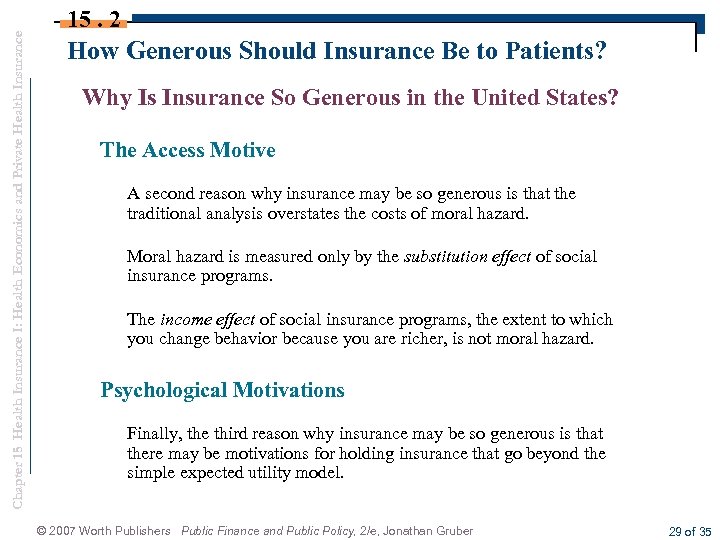 Chapter 15 Health Insurance I: Health Economics and Private Health Insurance 15. 2 How