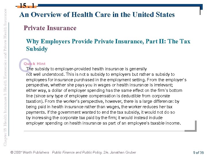 Chapter 15 Health Insurance I: Health Economics and Private Health Insurance 15. 1 An