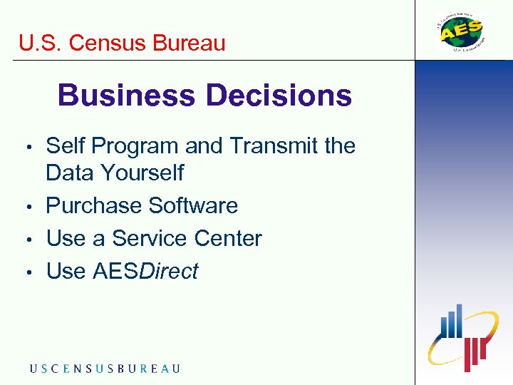 U. S. Census Bureau Business Decisions • • Self Program and Transmit the Data
