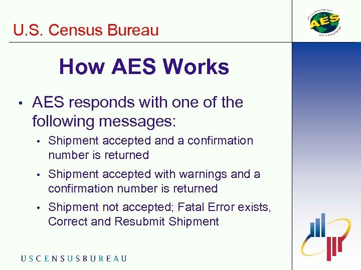 U. S. Census Bureau How AES Works • AES responds with one of the