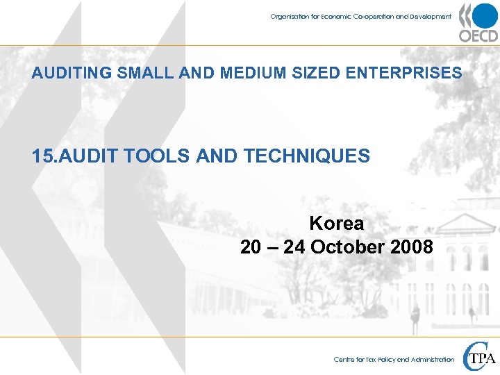 Organisation for Economic Co-operation and Development AUDITING SMALL AND MEDIUM SIZED ENTERPRISES 15. AUDIT