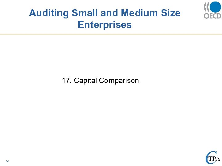 Auditing Small and Medium Size Enterprises 17. Capital Comparison 36 