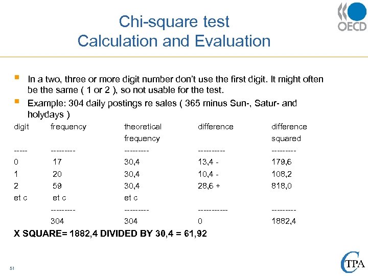 Chi-square test Calculation and Evaluation § § In a two, three or more digit