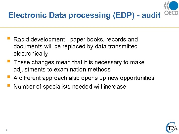 Electronic Data processing (EDP) - audit § § 7 Rapid development - paper books,