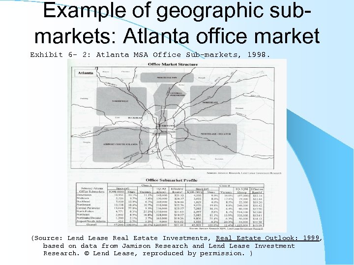 Example of geographic submarkets: Atlanta office market Exhibit 6 - 2: Atlanta MSA Office