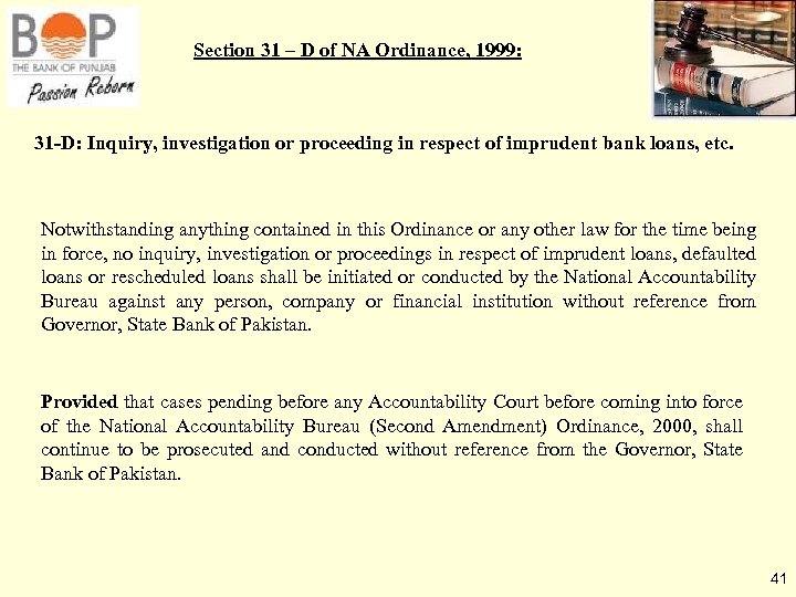 Section 31 – D of NA Ordinance, 1999: 31 -D: Inquiry, investigation or proceeding