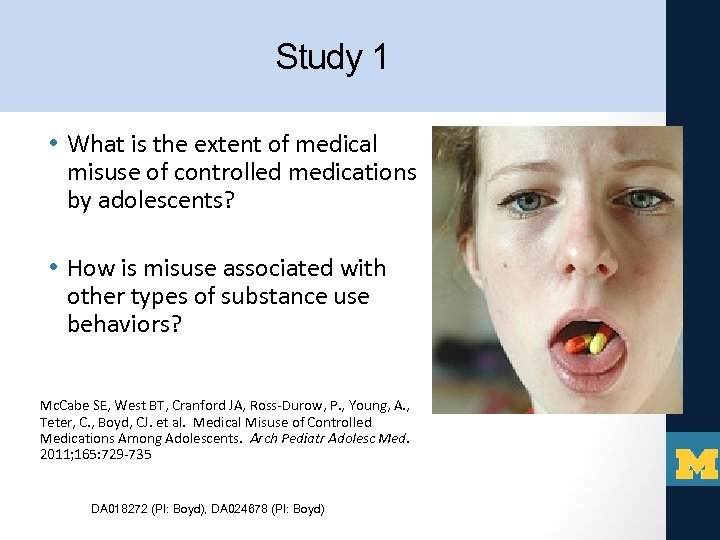 Study 1 • What is the extent of medical misuse of controlled medications by
