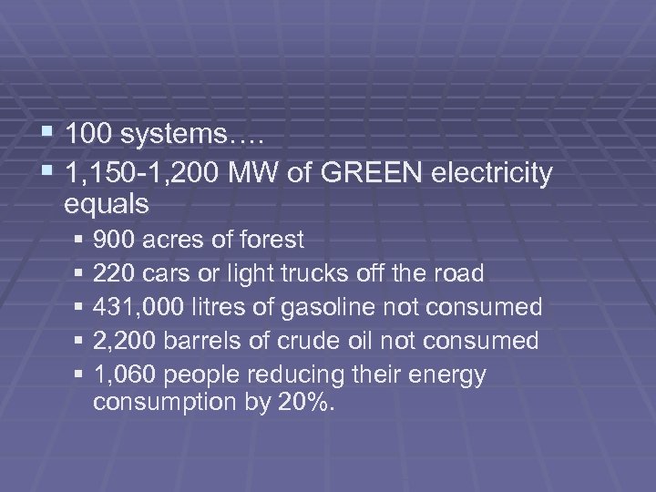 § 100 systems…. § 1, 150 -1, 200 MW of GREEN electricity equals §