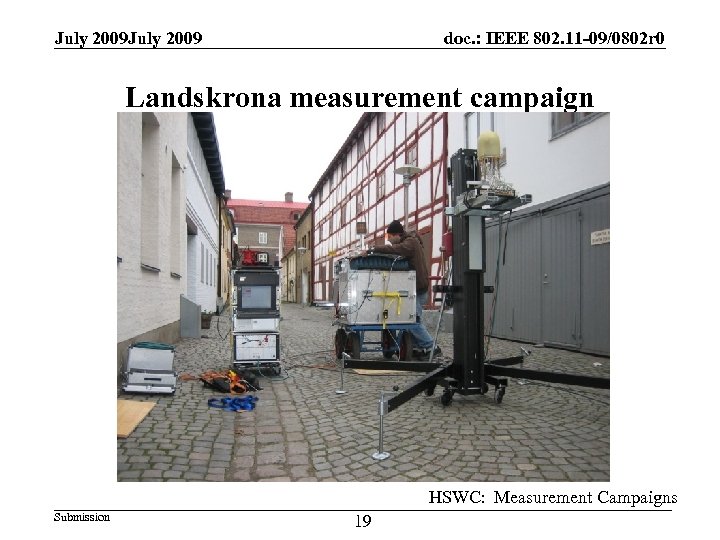 July 2009 doc. : IEEE 802. 11 -09/0802 r 0 Landskrona measurement campaign HSWC: