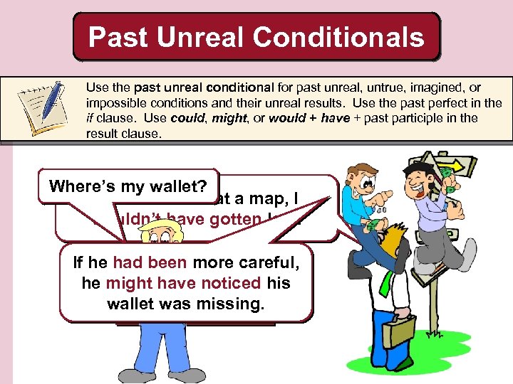 Past Unreal Conditionals Use the past unreal conditional for past unreal, untrue, imagined, or