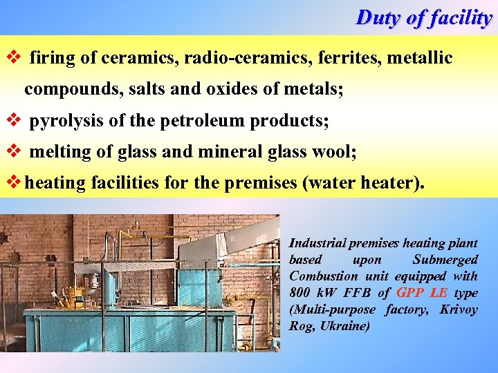 Duty of facility v firing of ceramics, radio-ceramics, ferrites, metallic compounds, salts and oxides
