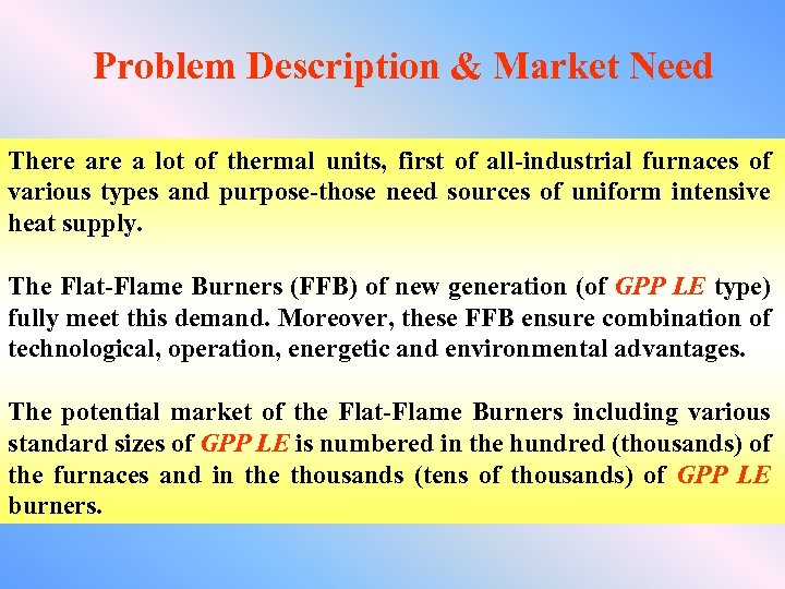 Problem Description & Market Need There a lot of thermal units, first of all-industrial