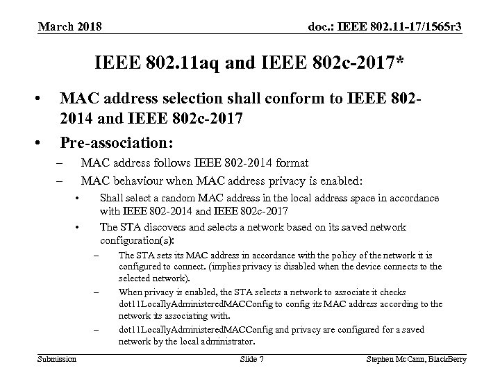 doc. : IEEE 802. 11 -17/1565 r 3 March 2018 IEEE 802. 11 aq
