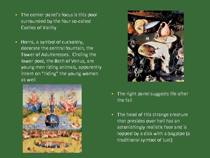  • The center panel’s focus is this pool surrounded by the four so-called