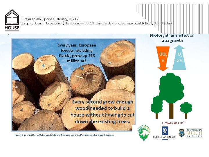Every year, European forests, excluding Russia, grow up 346 million m 3 Every second