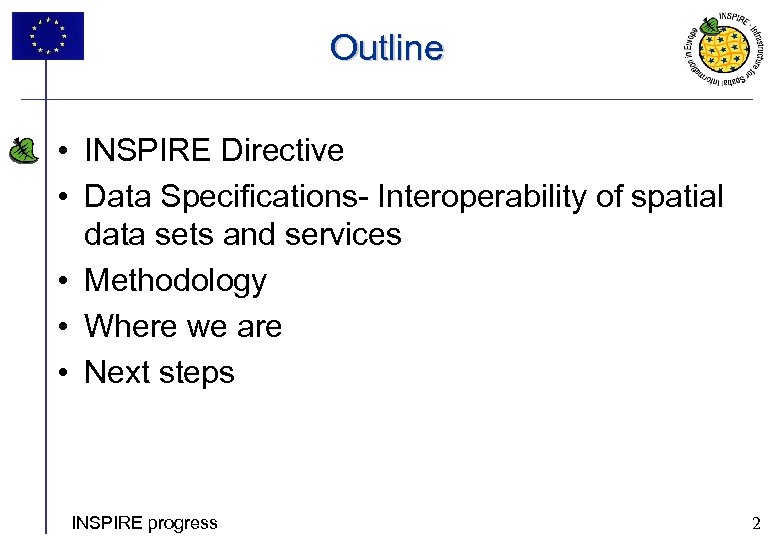 Outline • INSPIRE Directive • Data Specifications- Interoperability of spatial data sets and services