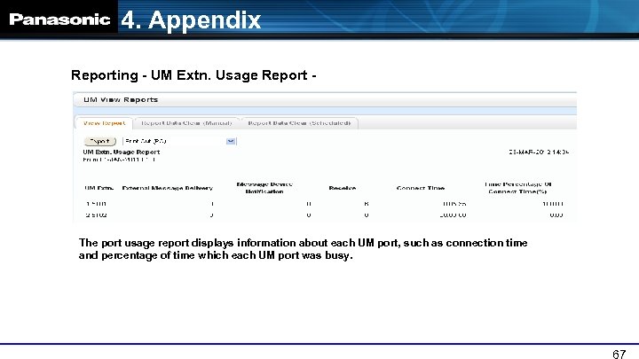 4. Appendix Reporting - UM Extn. Usage Report - The port usage report displays