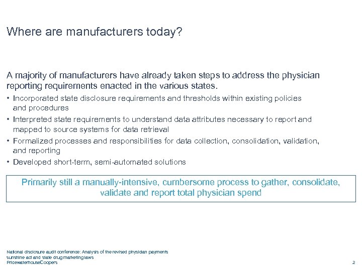 Where are manufacturers today? A majority of manufacturers have already taken steps to address