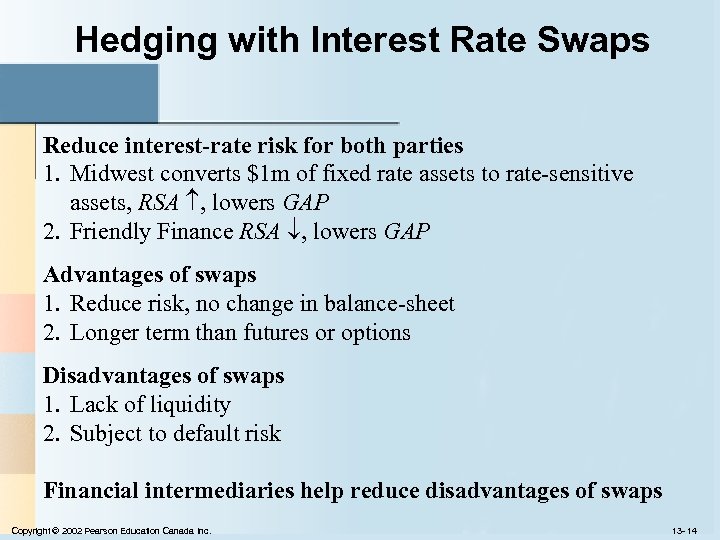 Hedging with Interest Rate Swaps Reduce interest-rate risk for both parties 1. Midwest converts