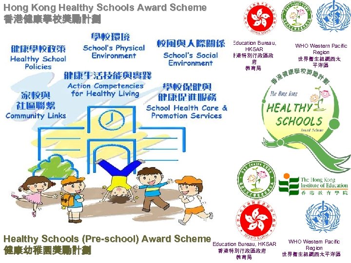 Hong Kong Healthy Schools Award Scheme 香港健康學校獎勵計劃 Education Bureau, HKSAR 香港特別行政區政 府 教育局 WHO