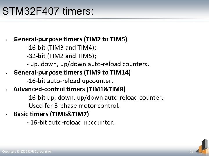 STM 32 F 407 timers: General-purpose timers (TIM 2 to TIM 5) -16 -bit
