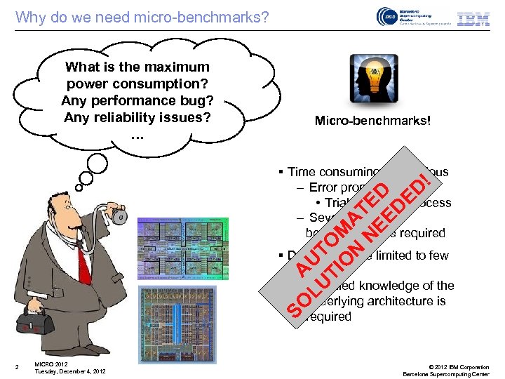 Why do we need micro-benchmarks? What is the maximum power consumption? Any performance bug?