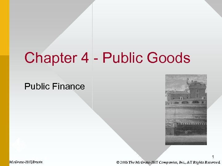 Chapter 4 - Public Goods Public Finance 1 Mc. Graw-Hill/Irwin © 2005 The Mc.