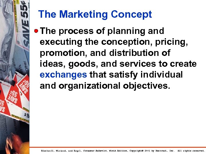 The Marketing Concept The process of planning and executing the conception, pricing, promotion, and